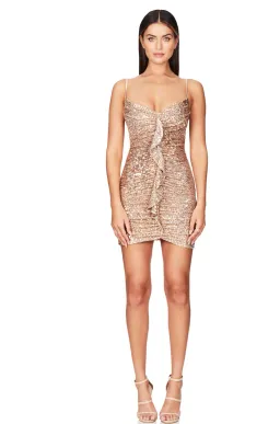 Nookie Galaxy Mini Dress in Gold Size 10 / M for rent on The Volte - image 1