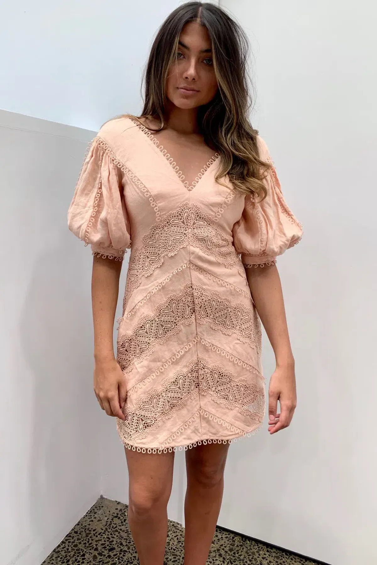 Zimmermann Painted Heart Chevron Mini Dress Pink Size 3 - Image 5