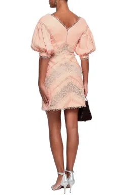 Zimmermann Painted Heart Chevron Mini Dress Pink Size 3 for rent on The Volte - image 2