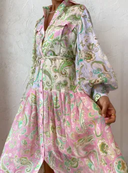 Alemais Marta Patchwork Shirt Dress Multi Size 8  for rent on The Volte - image 2