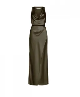 Camilla and Marc Fiora Gown Khaki Size 6 for rent on The Volte - image 4