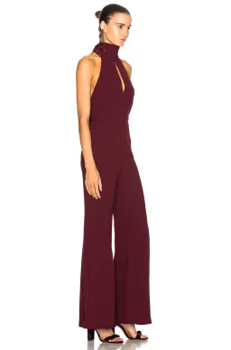 Nicholas Crepe Sleeveless Jumpsuit Burgundy Size 10 for rent on The Volte - image 1