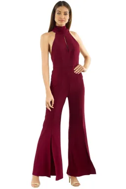 Nicholas Crepe Sleeveless Jumpsuit Burgundy Size 10 for rent on The Volte - image 2