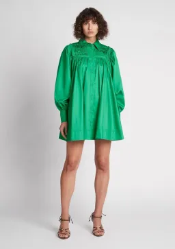 Aje Tidal Tucked Smock Mini Dress Green Size 8 for rent on The Volte - image 1