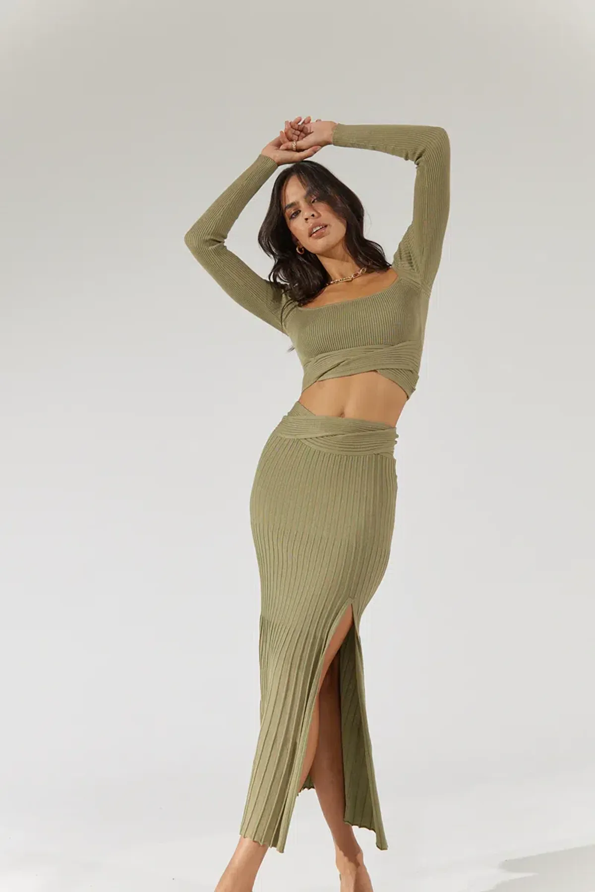 Sovere Inertia Knit Midi Skirt Green Size 8 / S - Image 2