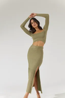 Sovere Inertia Knit Midi Skirt Green Size 8 / S for rent on The Volte - image 2