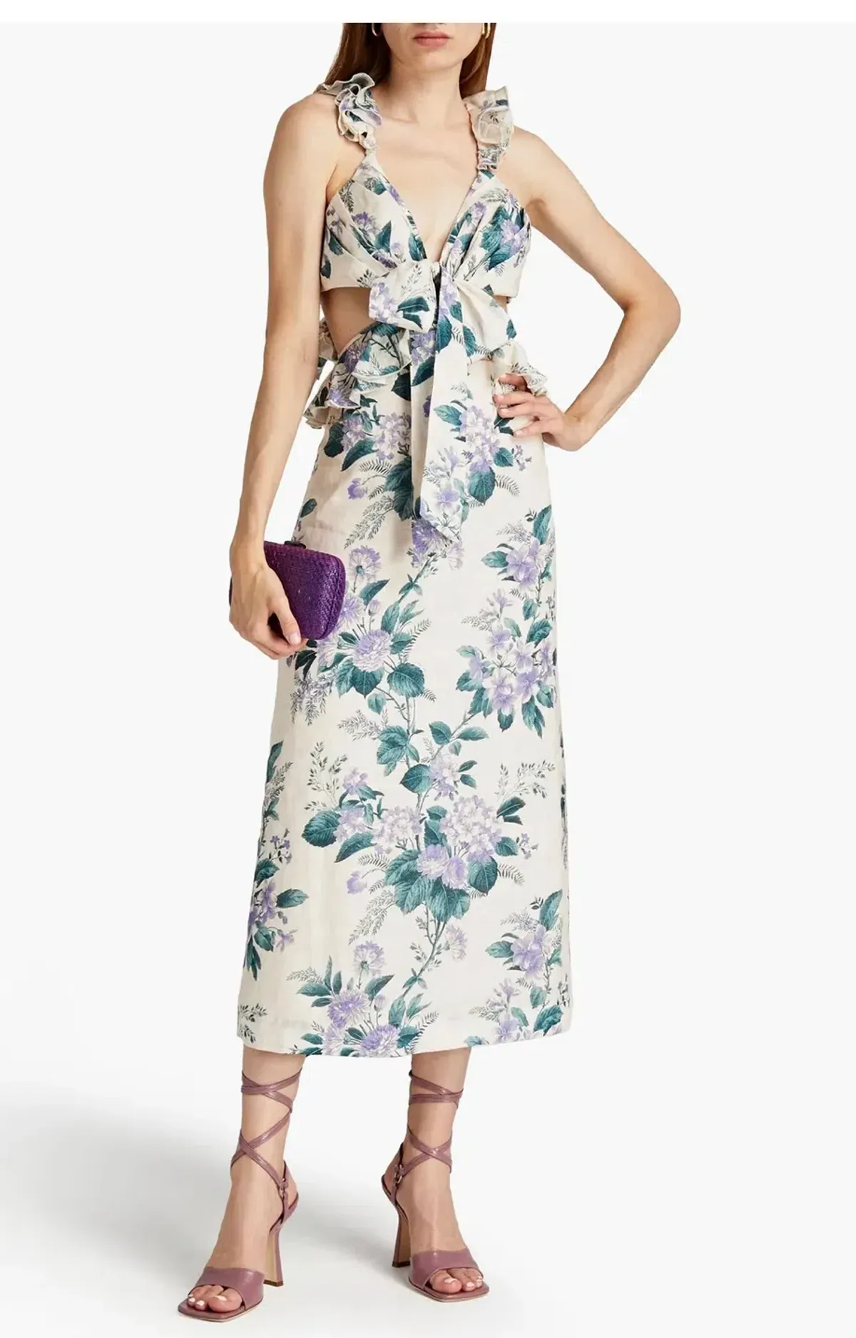 Zimmermann Cassia Ruffle Midi Dress in Hydrangea Floral Print Size 1/Au 10  - Image 3