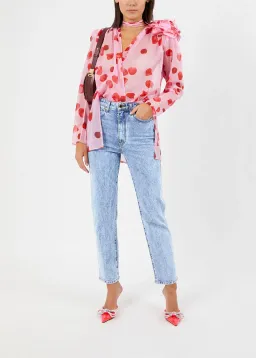 SELLING: Magda Butrym Flower Embellished Blouse Pink Petal Size 40 / Au 12 for rent on The Volte - image 1