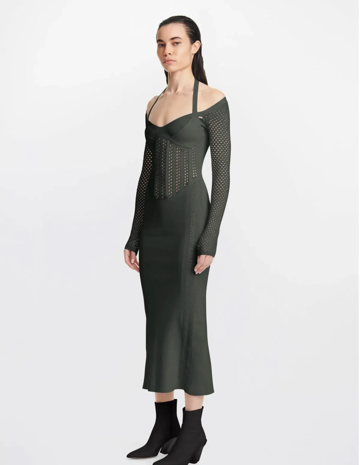 Dion Lee Column Corset Dress Shadow Green Size M / Au 10 - Image 1