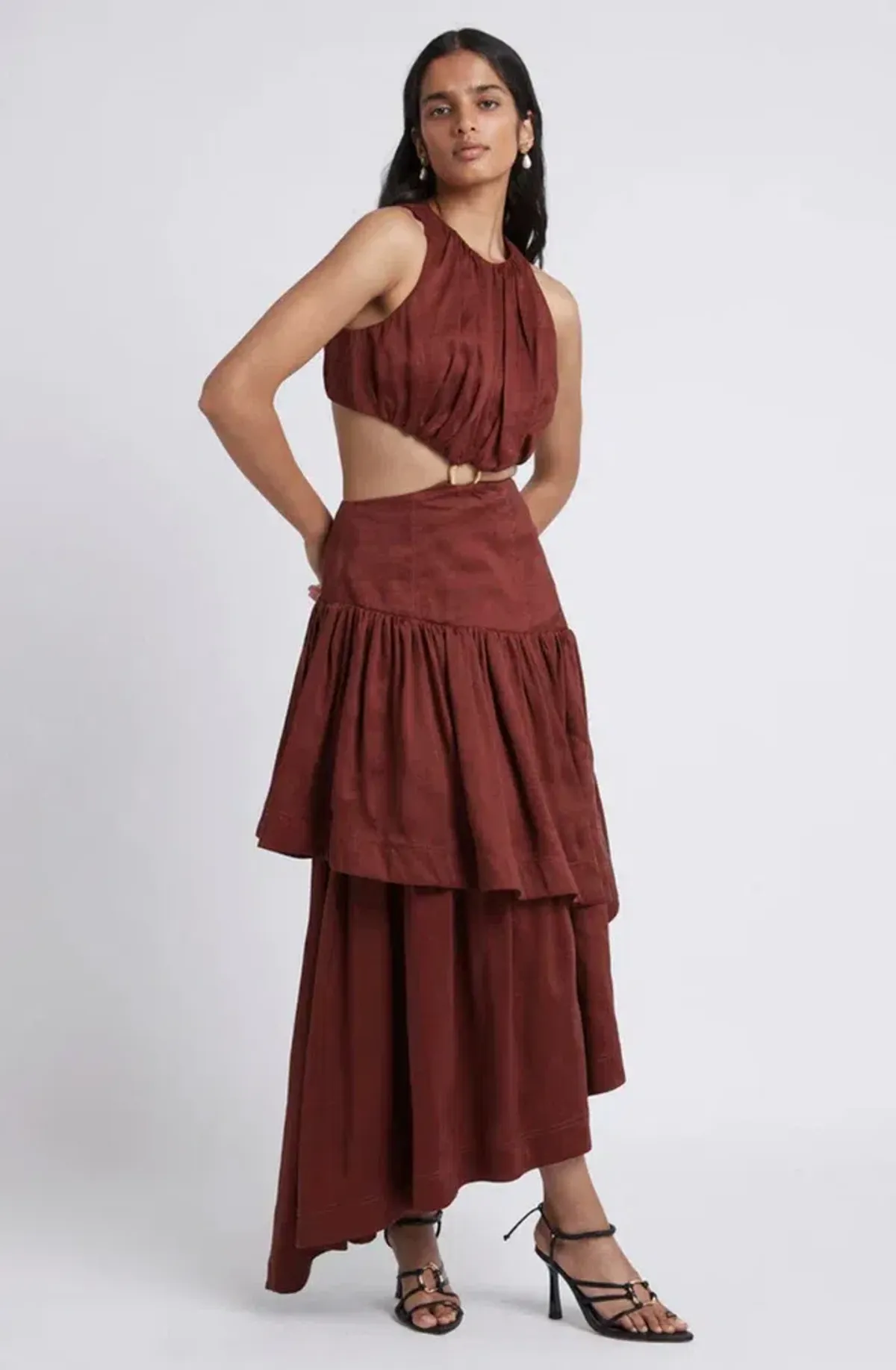 Aje Caliente Cut Out Dress Brown Size 10 - Image 1