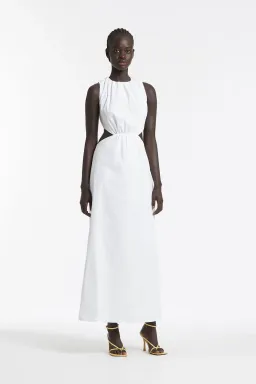 Sir the Label Anja Cut Out Midi Dress Chalk White Size 2 / AU 10  for rent on The Volte - image 1