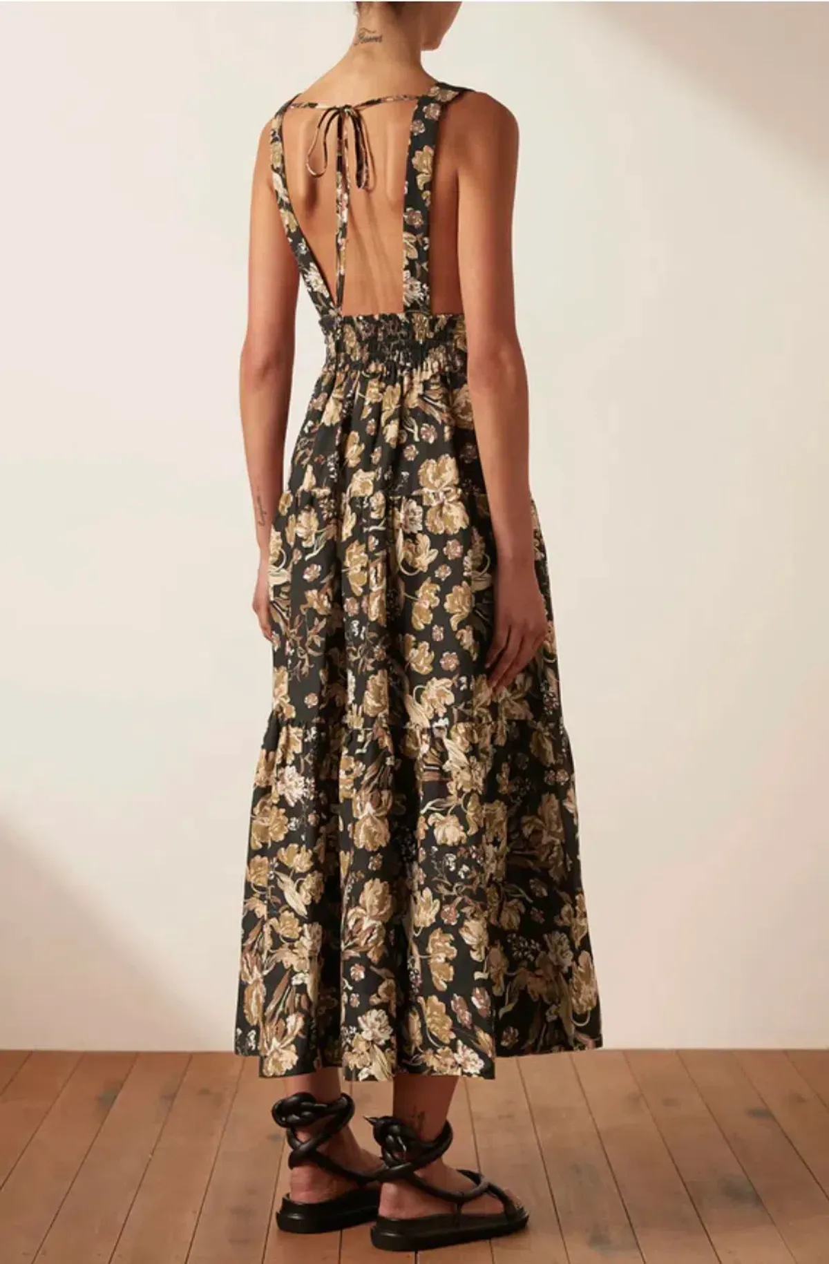 Shona Joy Palermo Linen Plunge Back Midi Dress Palermo Size 14 - Image 3