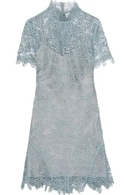 Self Portrait Peep Back Floral Lace Mini Dress Light Blue Size 10 for rent on The Volte - image 7
