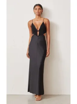 Bec & Bridge Seraphine Plunge Midi Dress Black Size AU 6 for rent on The Volte - image 1