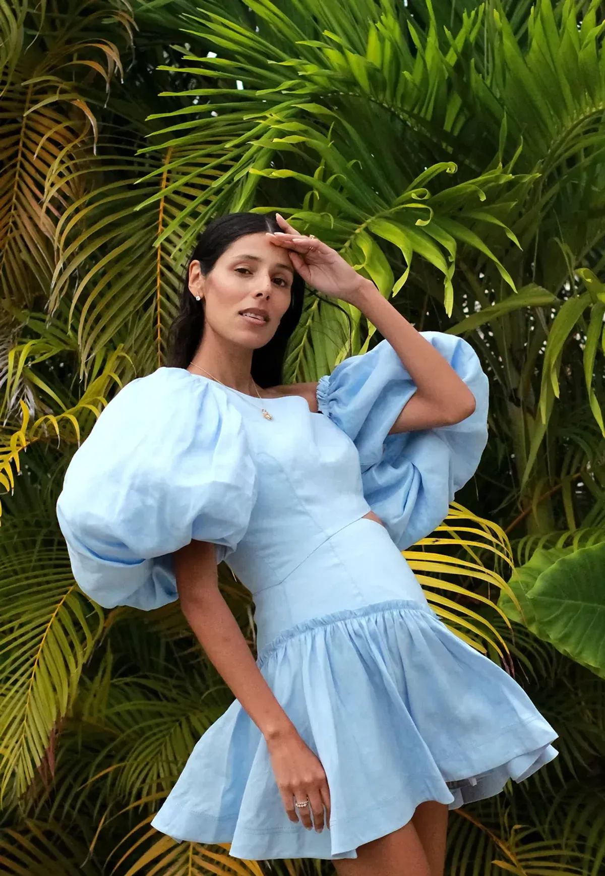 Aje Chateau Cut Out Mini Dress Sky Blue Size 6  - Image 3