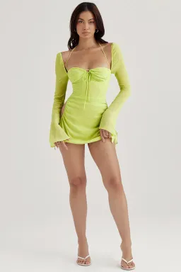 House of CB Baby Chiffon Halter Mini Dress in Lime Green Size S / Au 8 for rent on The Volte - image 4