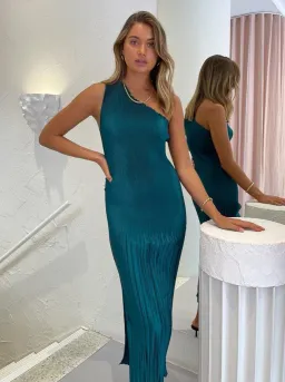 L'idée Soirée One Shoulder Dress Teal Size 8 / S for rent on The Volte - image 2