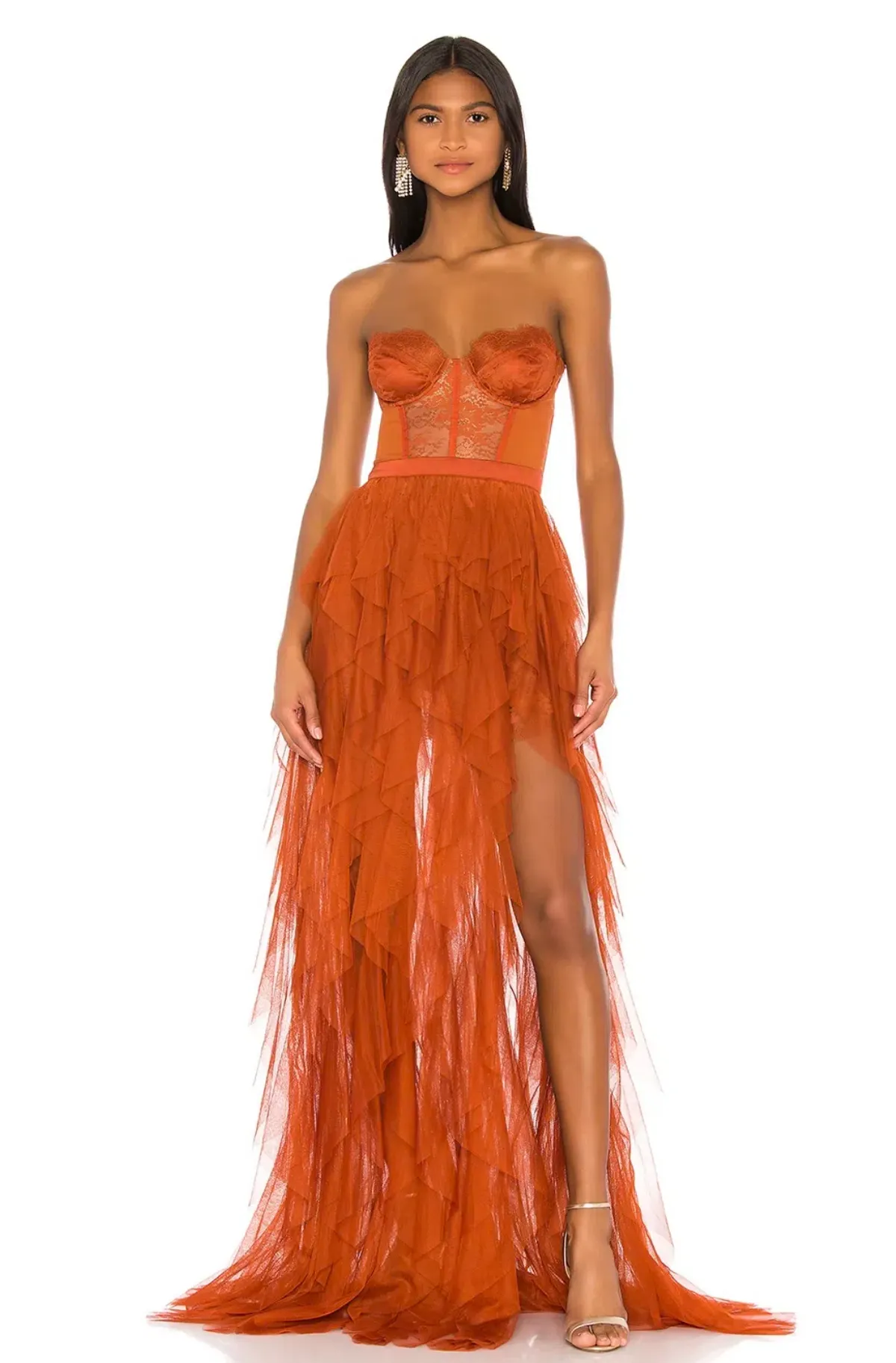 For Love & Lemons Bustier Gown Orange Size 6 - Image 1