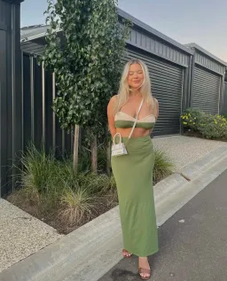 Bec & Bridge Miranda Knit Top and Skirt Set Olive Size 12 for rent on The Volte - image 2