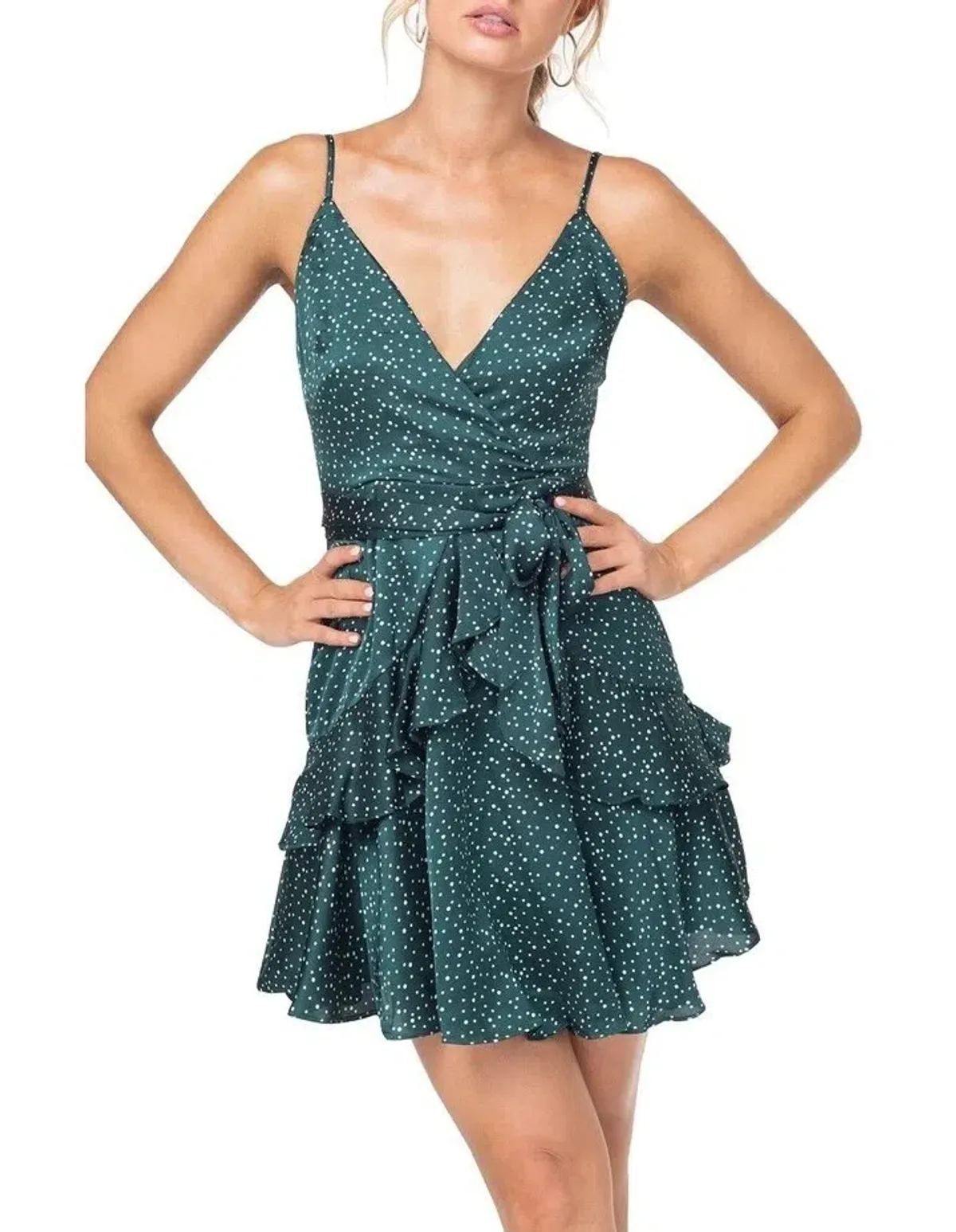 Pilgrim Adriane Mini Dress Emerald Size 16 - Image 2