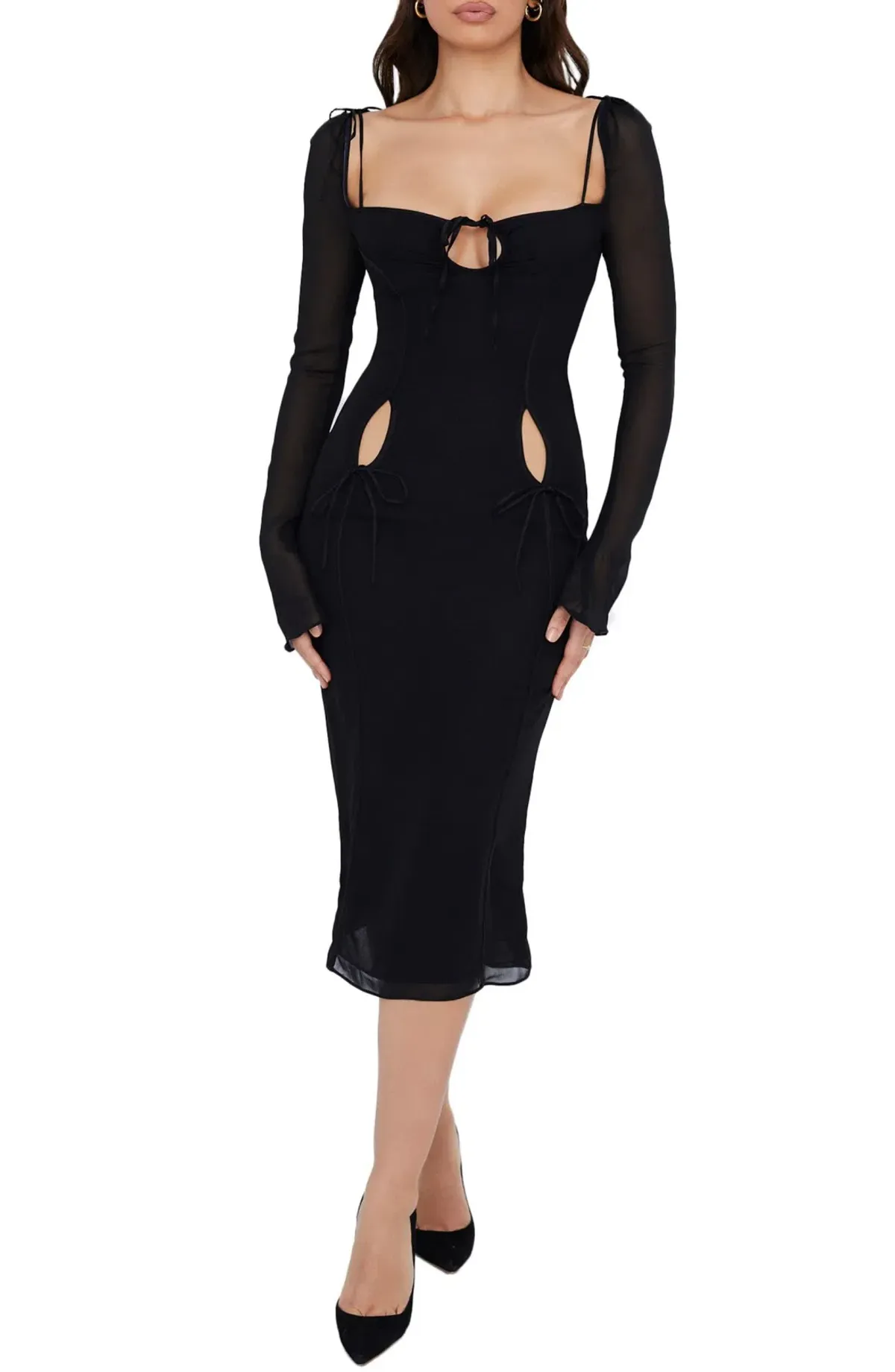House of CB Ophelia Black Cutout Midi Dress Black Size 10 - Image 1