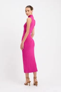 Kookai Raisa Funnel Midi Dress Fuchsia Pink Size 10 for rent on The Volte - image 2