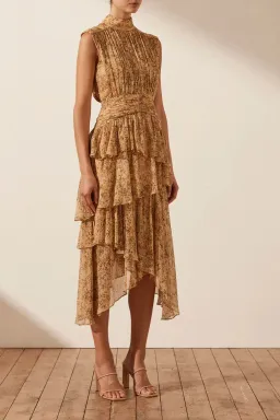 Shona Joy Louise Sleeveless Ruched Midi Dress Print Size 12 for rent on The Volte - image 2