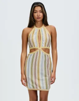 Suboo Luella Halter Mini Dress Stripe Size 8 for rent on The Volte - image 2