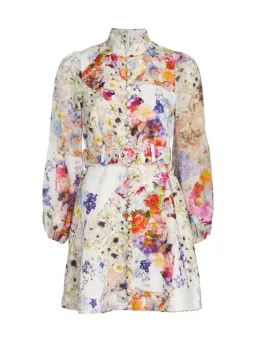 Zimmermann Prima Belted Mini Dress Patchwork Floral Size 0 / Au 8 for rent on The Volte - image 4