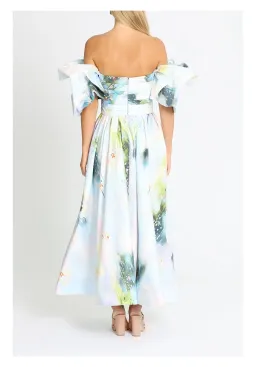 Leo Lin Matilda Puff Sleeve Midi Dress Willow Print Size 8 for rent on The Volte - image 3