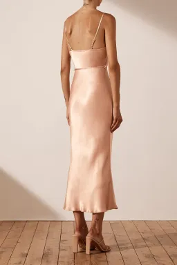 Shona Joy La Lune Bias Cowl Midi Dress Desert Rose Size L / AU 12 for rent on The Volte - image 2