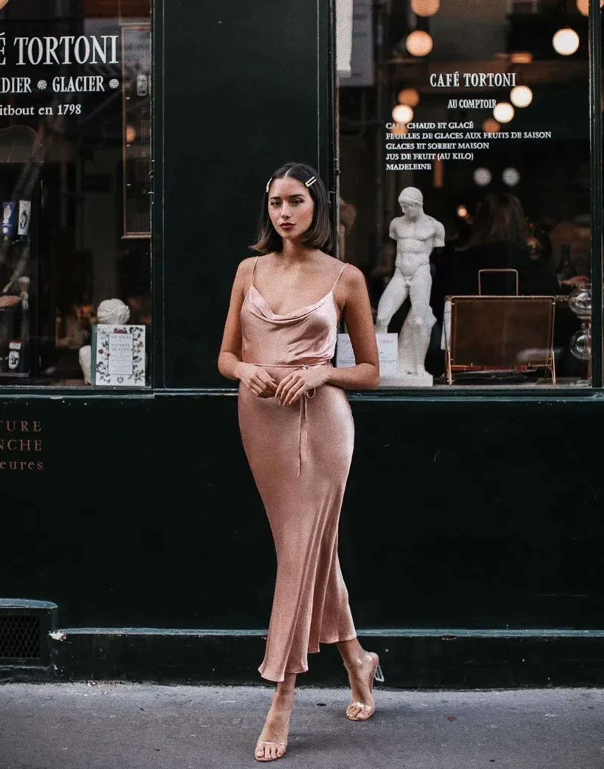 Shona Joy La Lune Bias Cowl Midi Dress Desert Rose Size L / AU 12 - Image 3