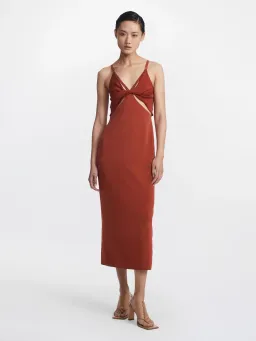 Dion Lee Split Twist Split Dress in Rust Brown Size 6 for rent on The Volte - image 1