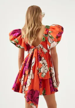 Aje Gretta Bow Back Mini Dress Vivid Camellia Floral Size 10 for rent on The Volte - image 3