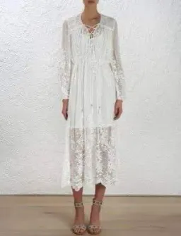 Zimmermann Roza Silk Veil Gathered Dress White With Slip Size 3/AU 14 for rent on The Volte - image 1