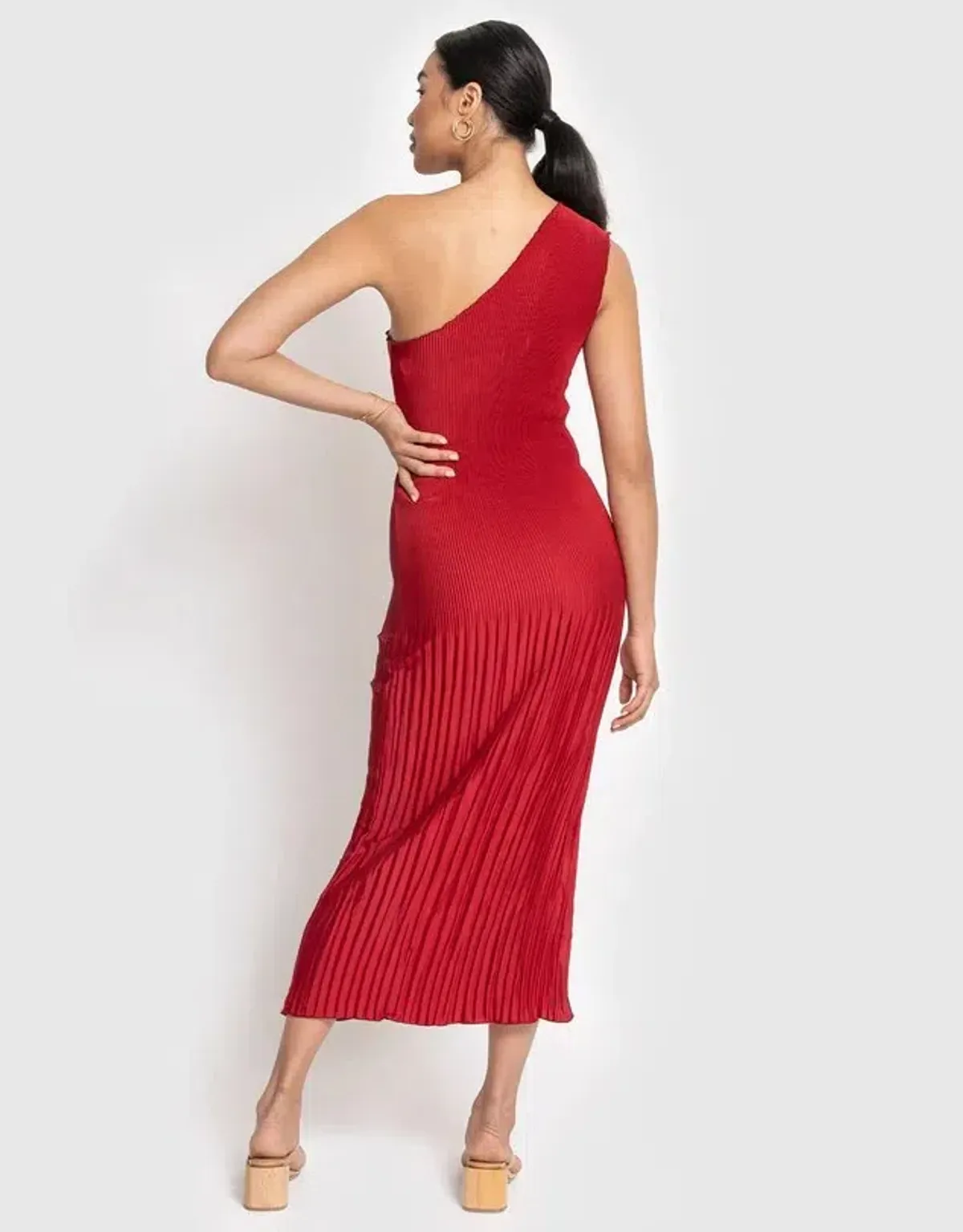 L'Idee Soiree One Shoulder Gown Red Size 10 - Image 3