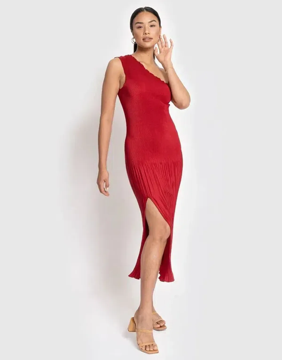 L'Idee Soiree One Shoulder Gown Red Size 10 - Image 1