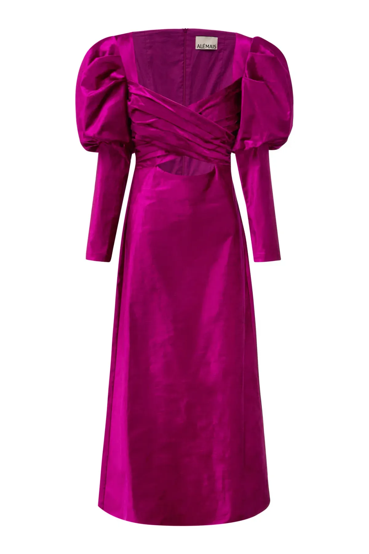 Alamais Rosario Puff Sleeve Midi Dress Fushia Size 10  - Image 4