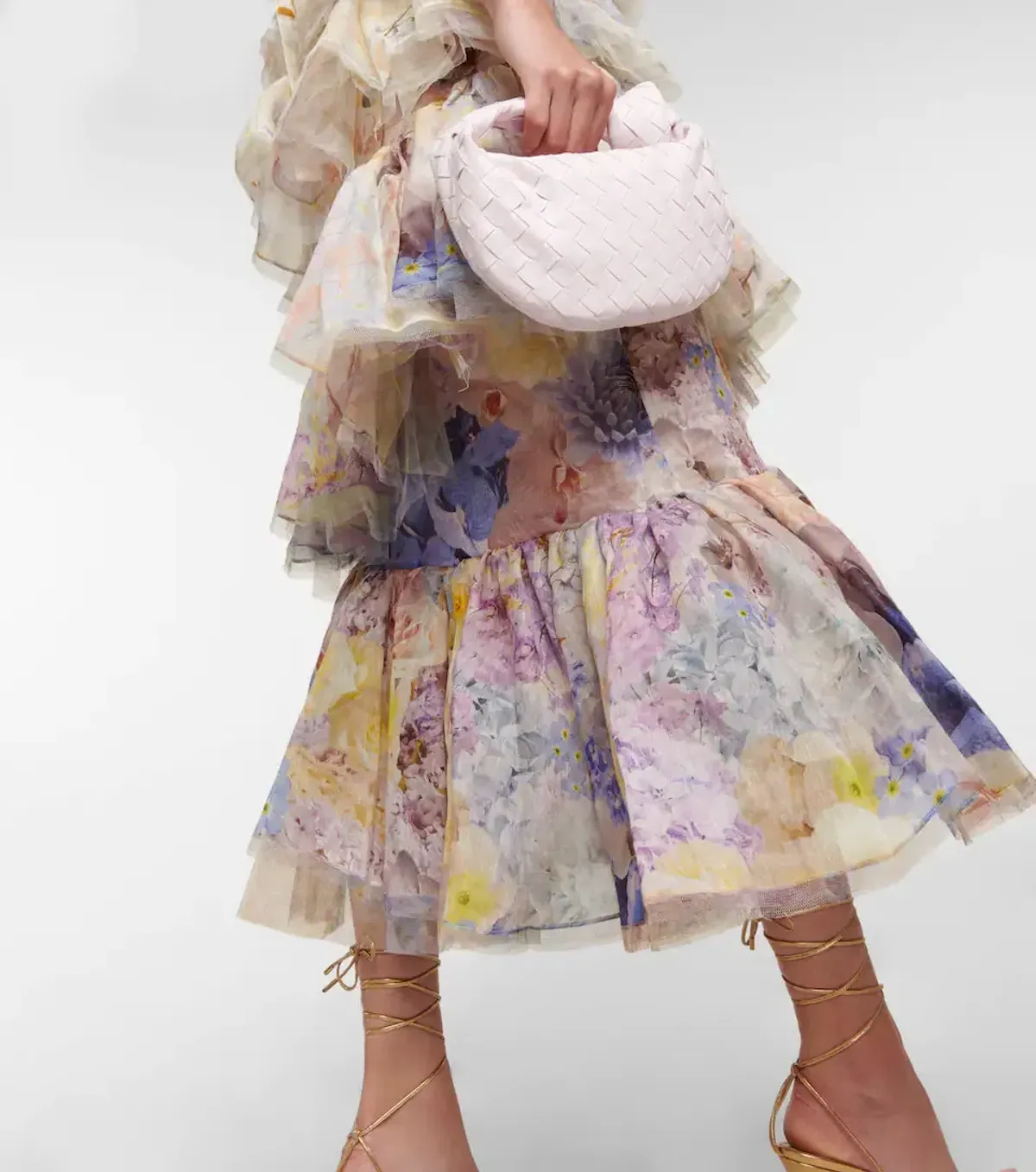 Zimmerman Rhythmic Asymmetric Organza Midi Dress Floral Size 1/Au 10 - Image 3