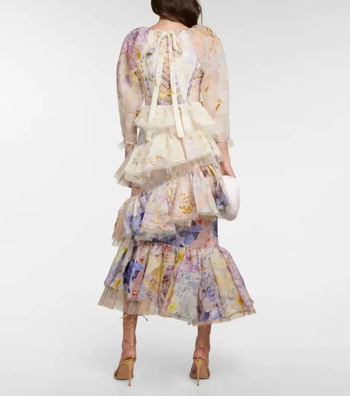 Zimmerman Rhythmic Asymmetric Organza Midi Dress Floral Size 1/Au 10 - Image 2