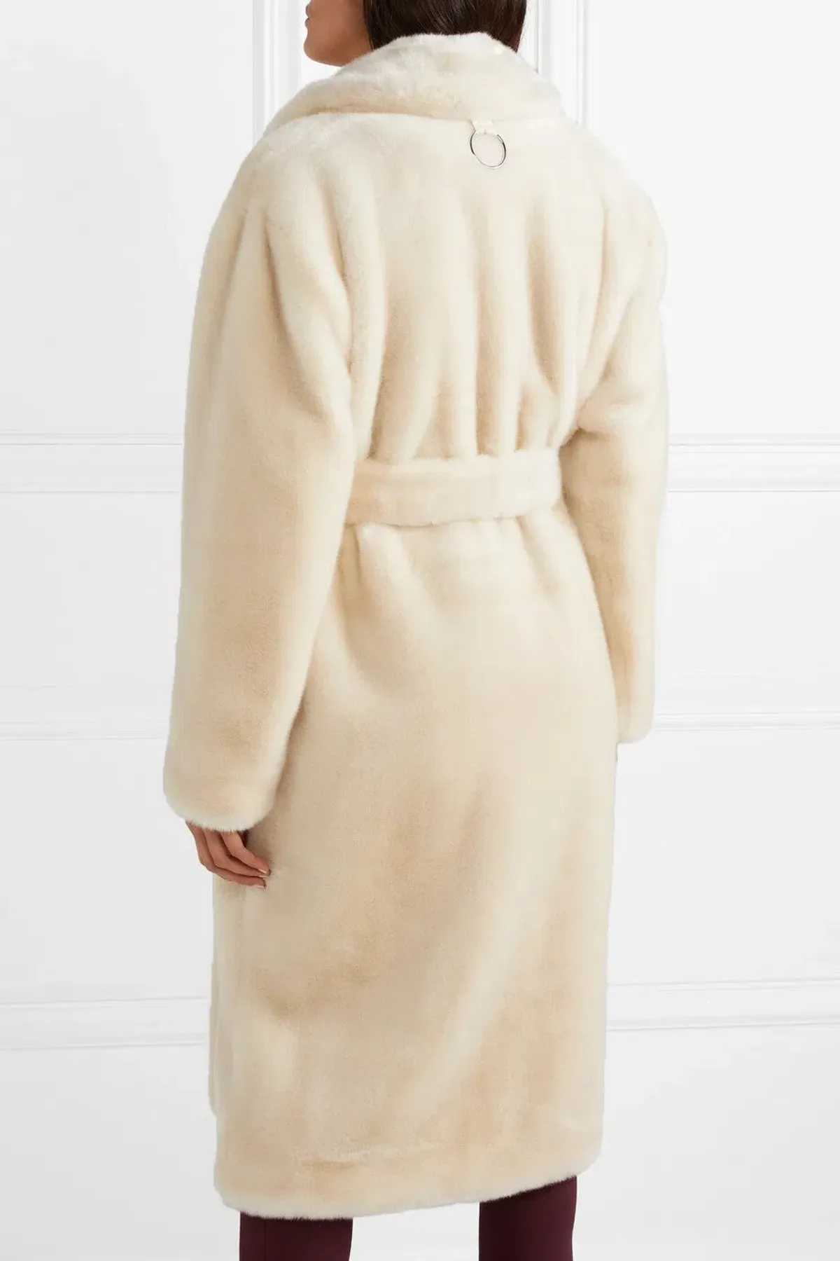 Tibi Luxe Faux Fur Oversized Coat Cream Size 10 - Image 4