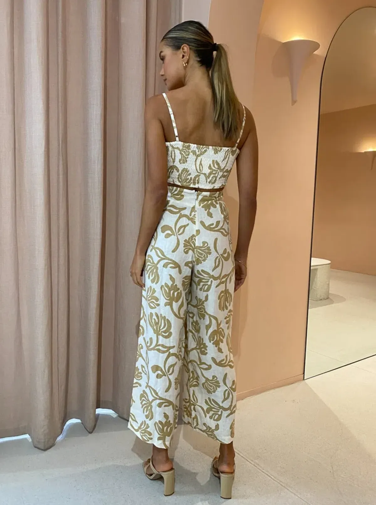 Faithfull the Brand Malta Pant & Liberta Crop Top Set in Ensola Print Size 6 - Image 2