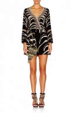 Camilla Zebra Crossing Long Sleeve Cross Front Playsuit Black Size 12 for rent on The Volte - image 1