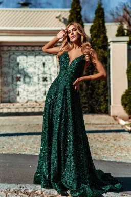 Tina Holly TE123 Gown Emerald Green Size 8 for rent on The Volte - image 1