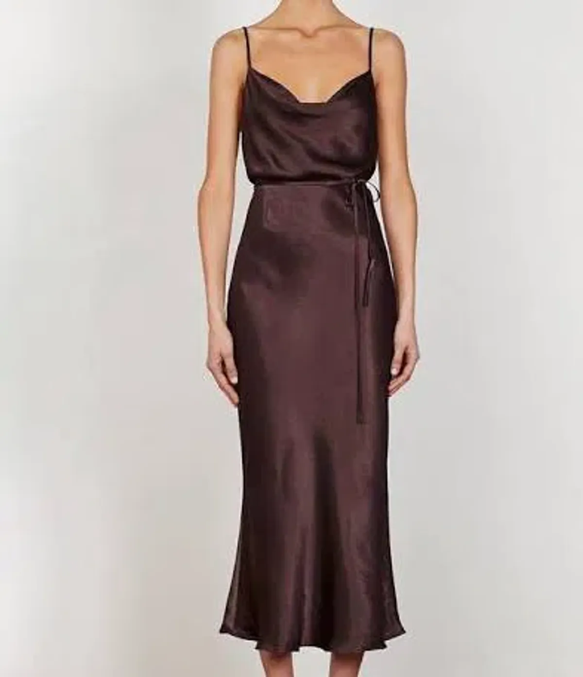 Shona Joy La Lune Bias Cowl Midi Dress Brown Size 10 / M - Image 4