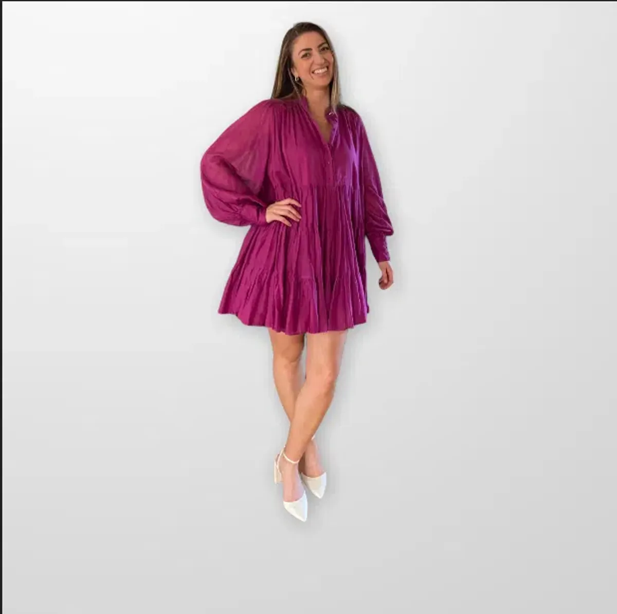 Aje Romance Smock Mini Dress Fuchsia Size 14 / XL - Image 4