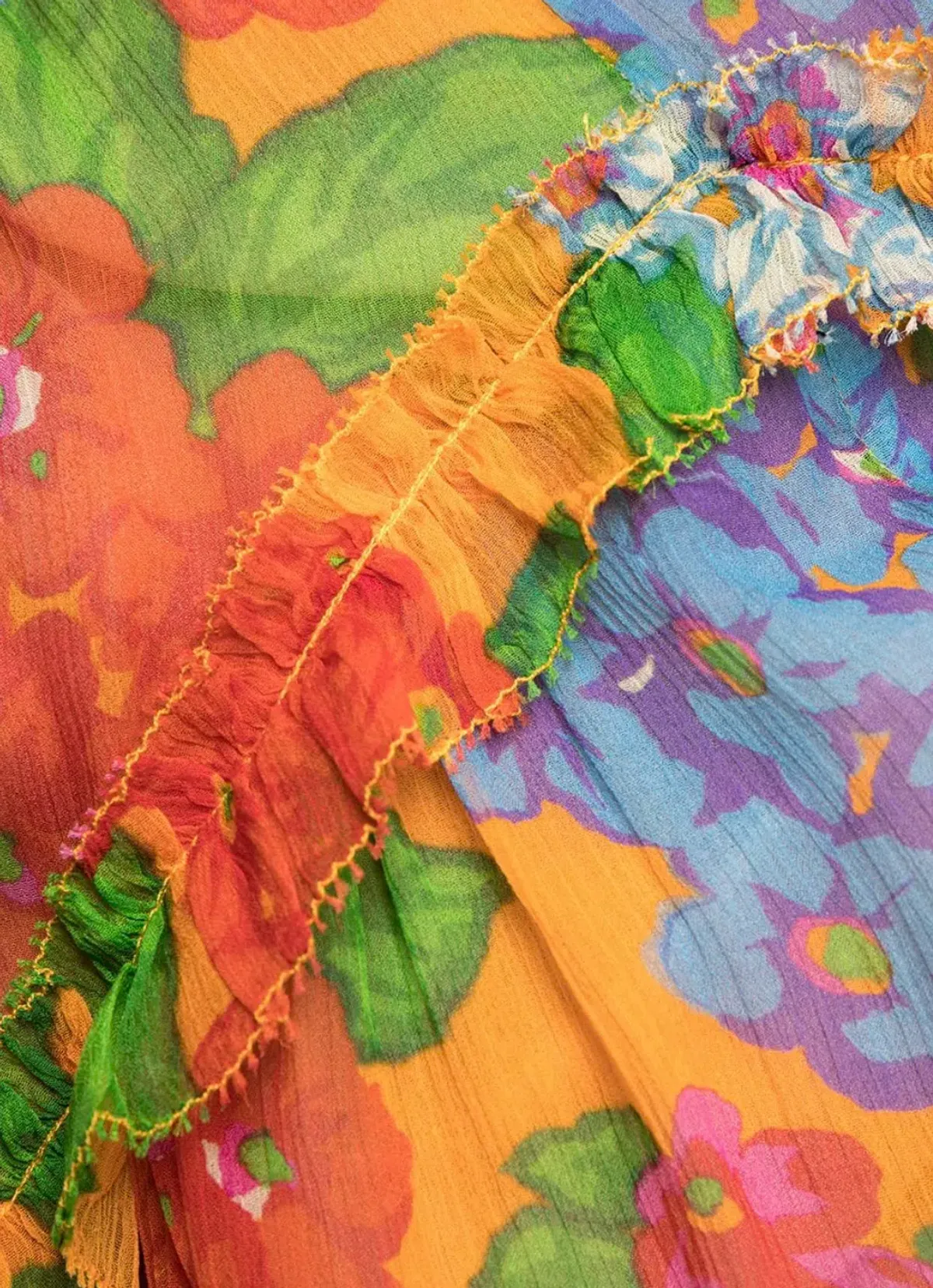 Zimmermann Riders Open Back Silk Frill Mini Dress Mango Floral Size 3 / Au 14 - Image 3