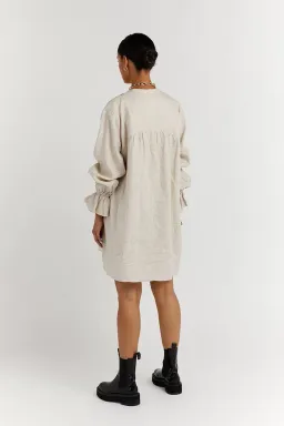 Dissh India Linen Mini Dress Natural Size 6 for rent on The Volte - image 3