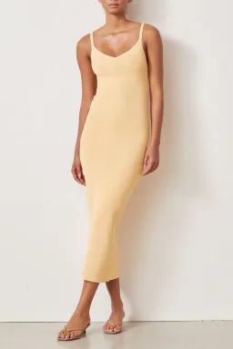 Bec and Bridge Citrus Club Knit Midi Dress in Melon Orange Size 10 for rent on The Volte - image 3