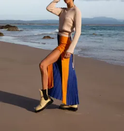 Andean Collective Tri Colore Skirt & Lara Tie Top Set Cream/Tri Colore Size 8 for rent on The Volte - image 2